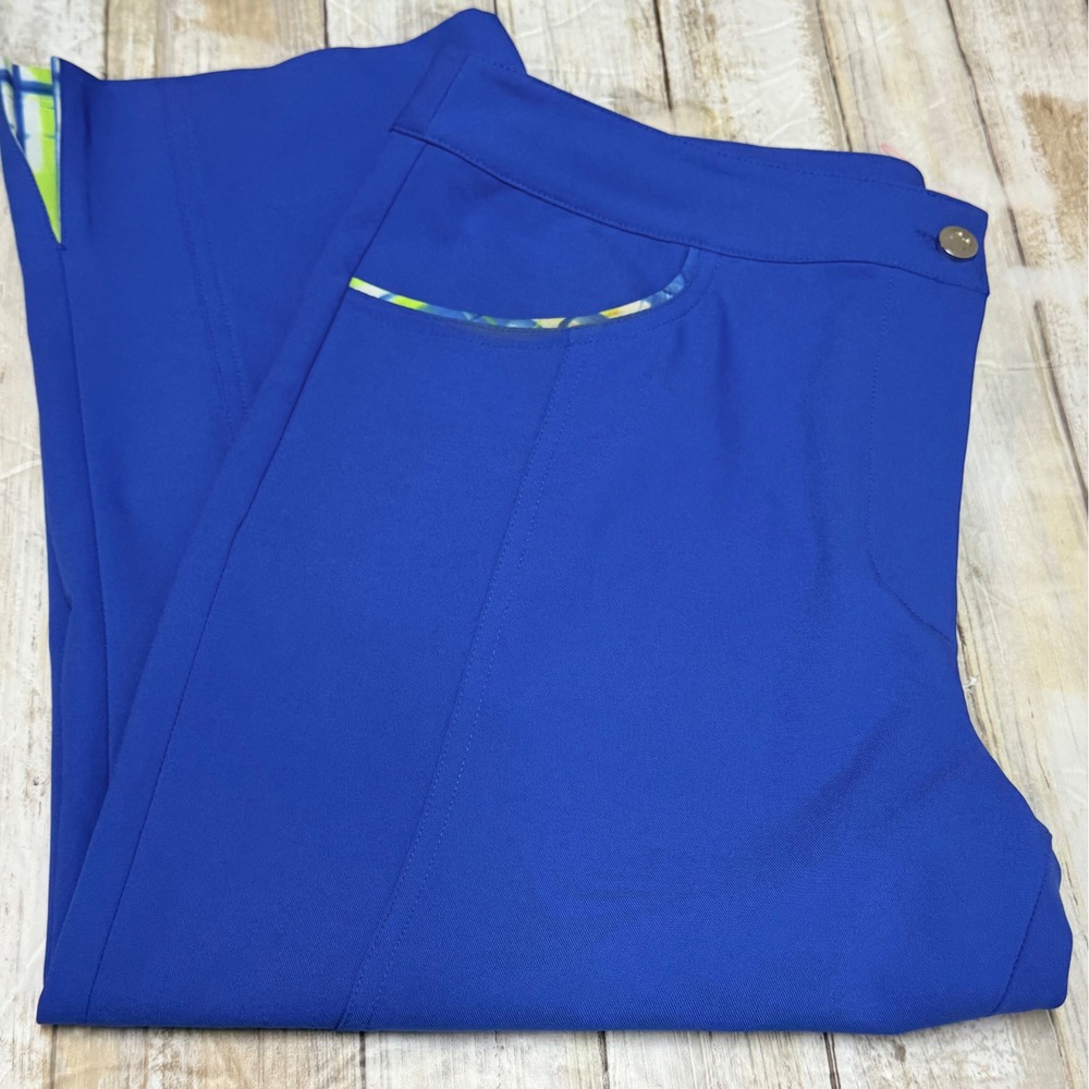 EP‎ Pro Womens Golf Capri Pants Blue Plaid Trim Cropped Trousers Size 8